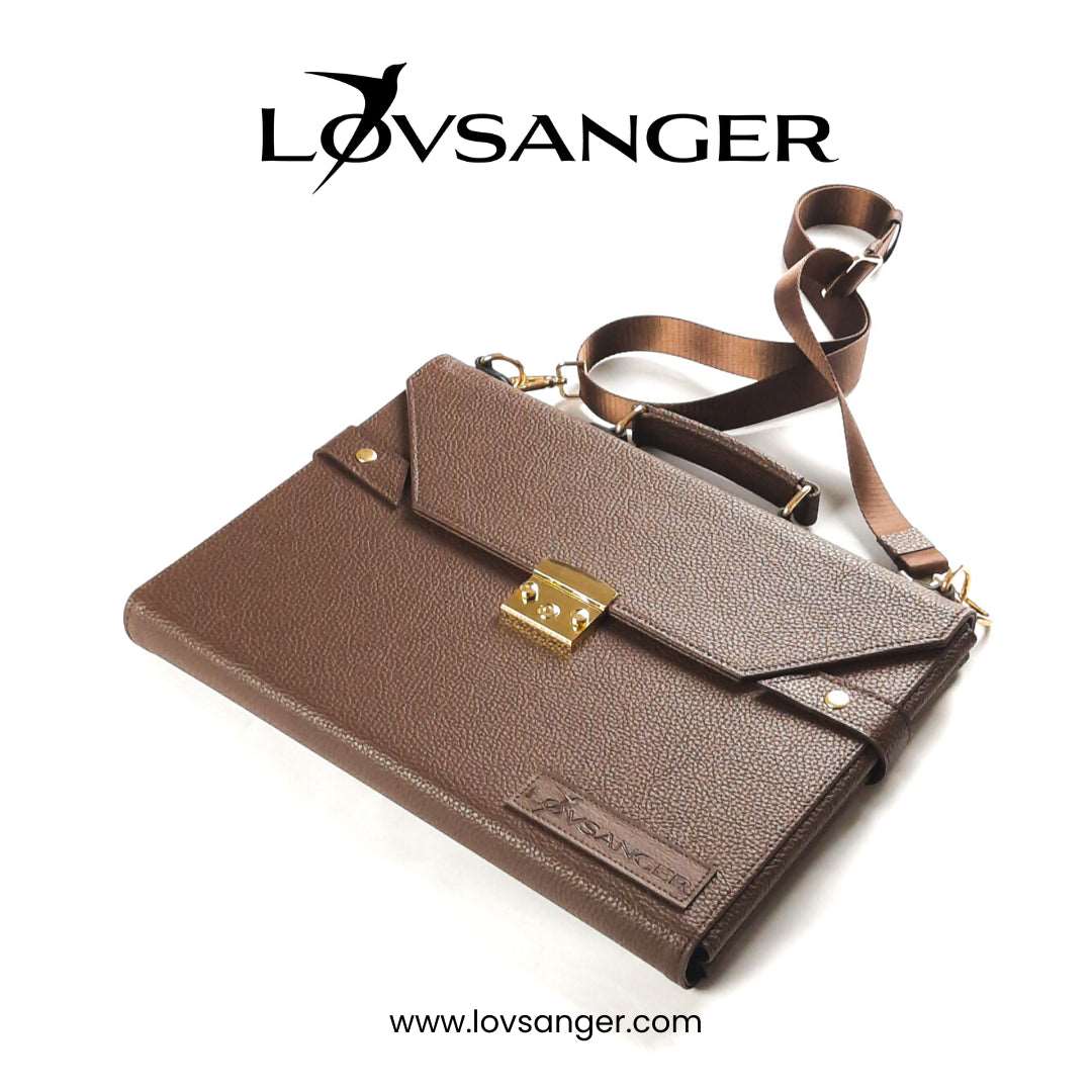 Black Vegan Leather Luxury Workstation Laptop Bag for Working on the go as tech gadget for mobile office setup ideas.