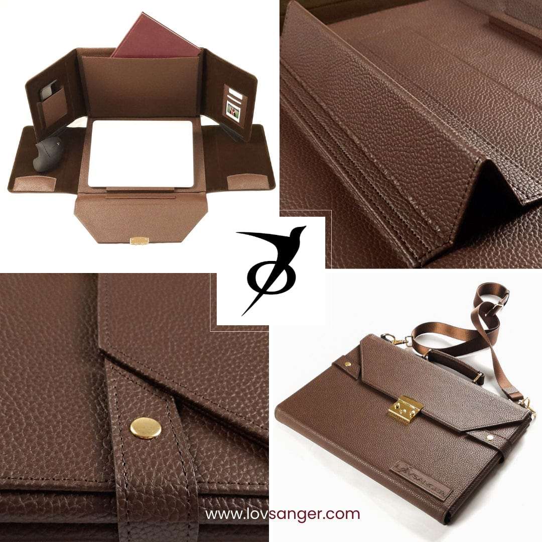 Multi-Functional Mobile Workstation Laptop Bag Made With Vegan Leather and Quality Suede
