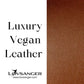 Brown luxury vegan leather used in making the Lovsanger workstation laptop case